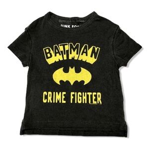 NWOT Dark Gray Distressed Batman Crime Fighter Crewneck Basic Tee TShirt 12M New